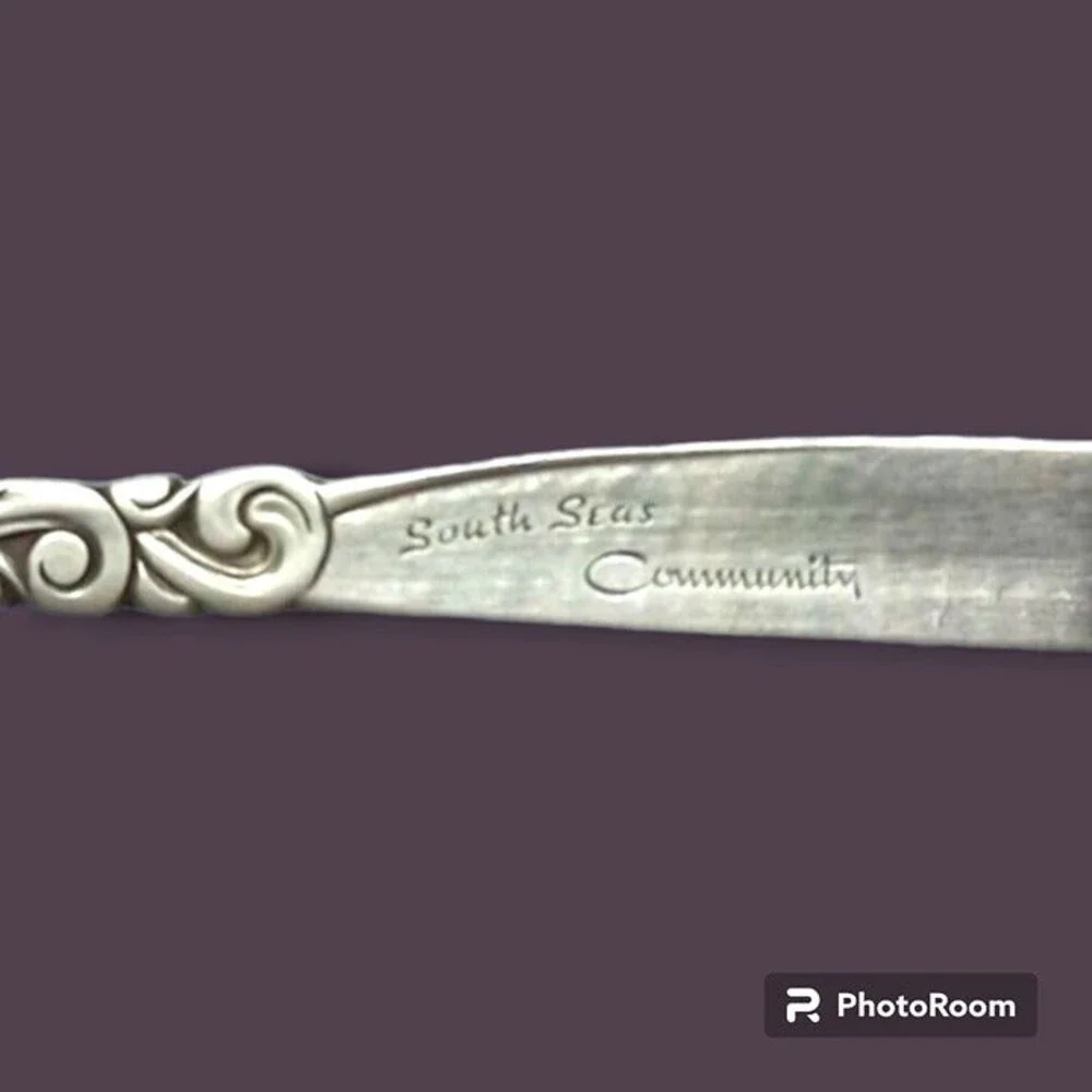 Oneida Community Plate South Seas Flat Handled Master Butter Knife-1955-Art Deco